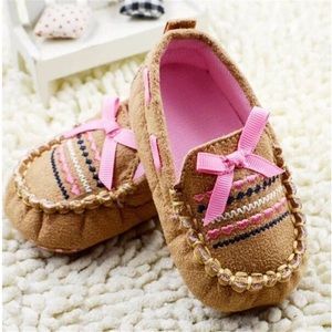 Baby Moccasin Slippers in Brown